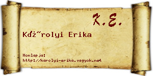 Károlyi Erika névjegykártya